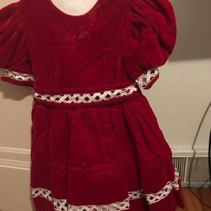 red little girl’s dress size 4T & 6T with caps